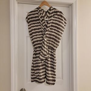 Greylin Anthropologie shift dress with pockets tan stripe size medium